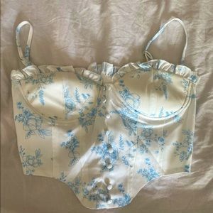 corset top with blue flowers